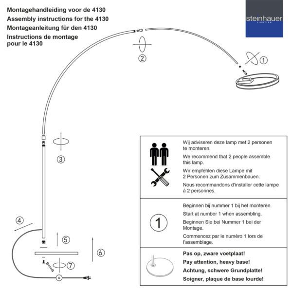 Gouden moderne metalen vloerlamp Steinhauer Ringlux - Image 7