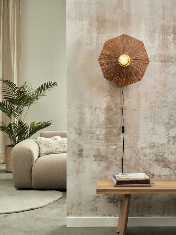 Achthoekige raffia wandlamp bruin GOOD&MOJO Panama - Image 5