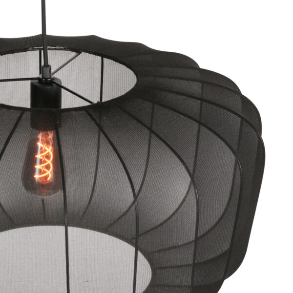 Zwarte japandi hanglamp textiel Anne Lighting Sable - Ø60 cm - Image 4
