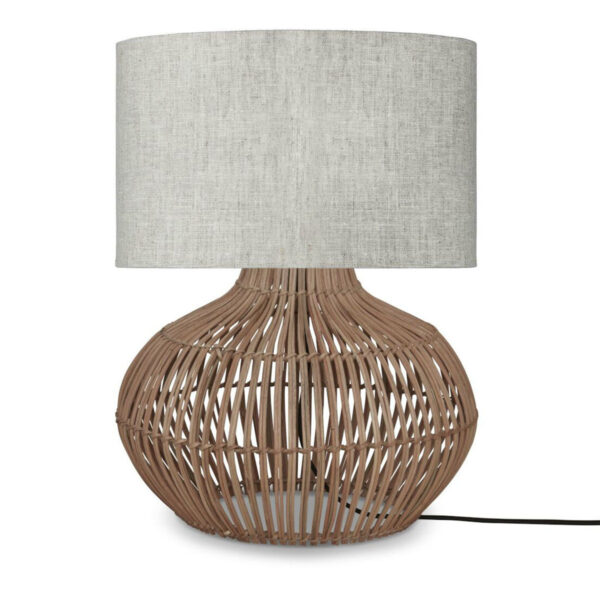 Rotan/linnen ronde tafellamp lichtgrijs GOOD&MOJO Kalahari