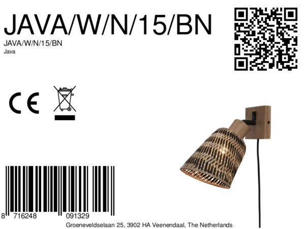 Bohemian bamboe zwart naturel wandlamp GOOD&MOJO Java - Image 11