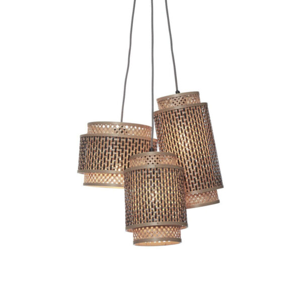 Hanglamp naturel zwart metaal bamboe boheems GOOD&MOJO Bhutan