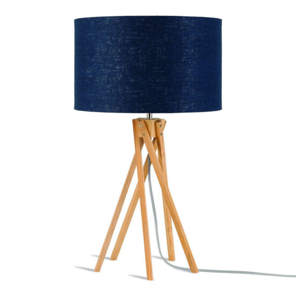 Blauwe tafellamp bamboe linnen bohemien GOOD&MOJO Kilimanjaro