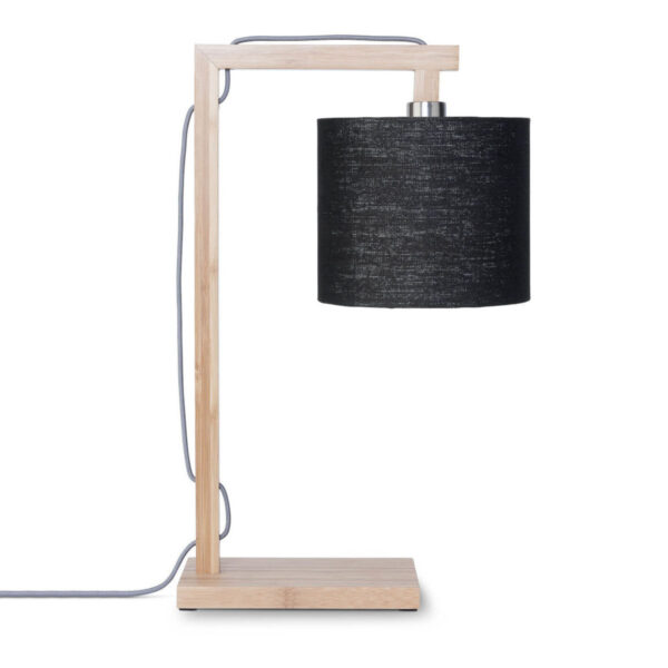 Zwarte bamboe linnen Scandinavische tafellamp GOOD&MOJO Himalaya