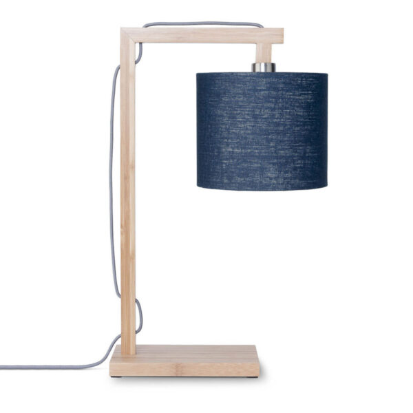 Blauwe linnen ronde tafellamp Scandinavisch GOOD&MOJO Himalaya