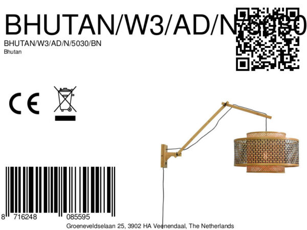 Naturel bamboe knikarm wandlamp L GOOD&MOJO Bhutan - Image 9