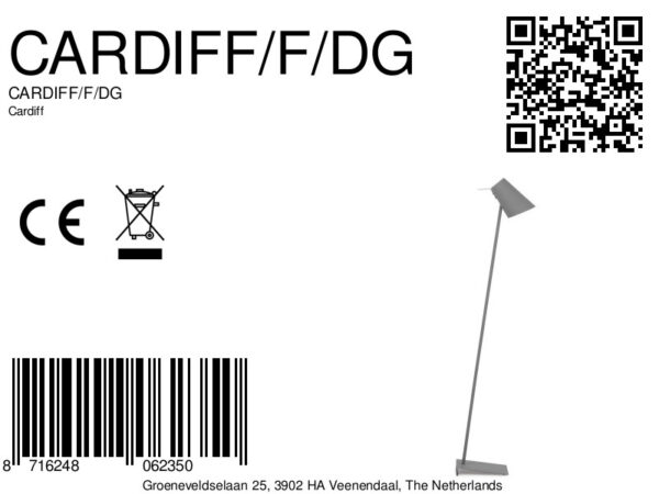 Grijze vloerlamp hellend It's About RoMi Cardiff - Image 5