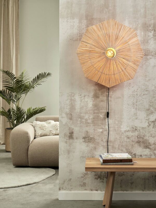 Achthoekige raffia wandlamp naturel L GOOD&MOJO Panama - Image 5