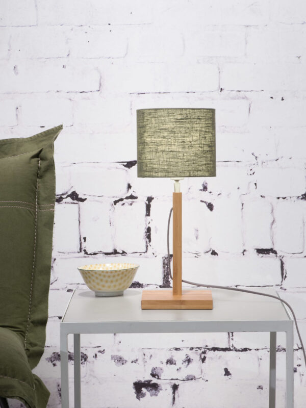 Scandinavische groene tafellamp linnen bamboe GOOD&MOJO Fuji - Image 2