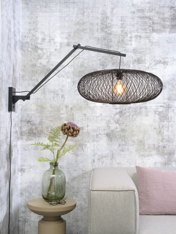 Ronde zwarte-bamboe wandlamp bohemian GOOD&MOJO Cango - Image 2