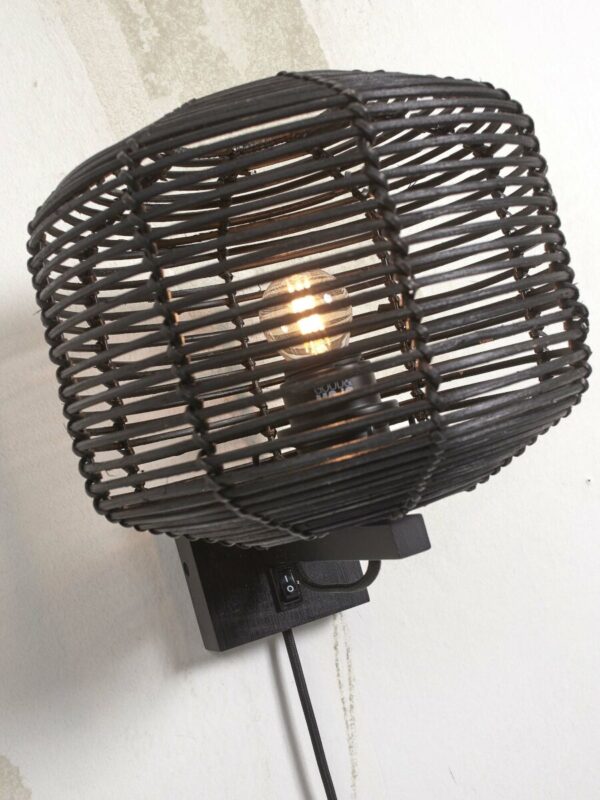 Wandlamp rond bohemian zwart rotan GOOD&MOJO Tanami - Image 6