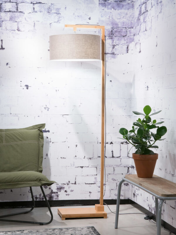 Vloerlamp rond grijs linnen Scandinavisch GOOD&MOJO Himalaya - Image 2