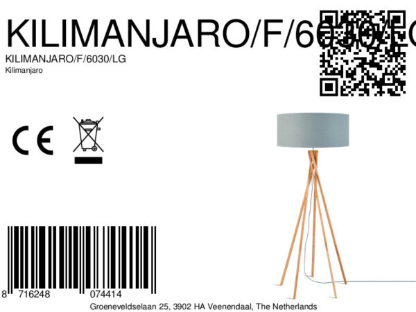 Linnen-bamboe grijze bohemian vloerlamp GOOD&MOJO Kilimanjaro - Image 6