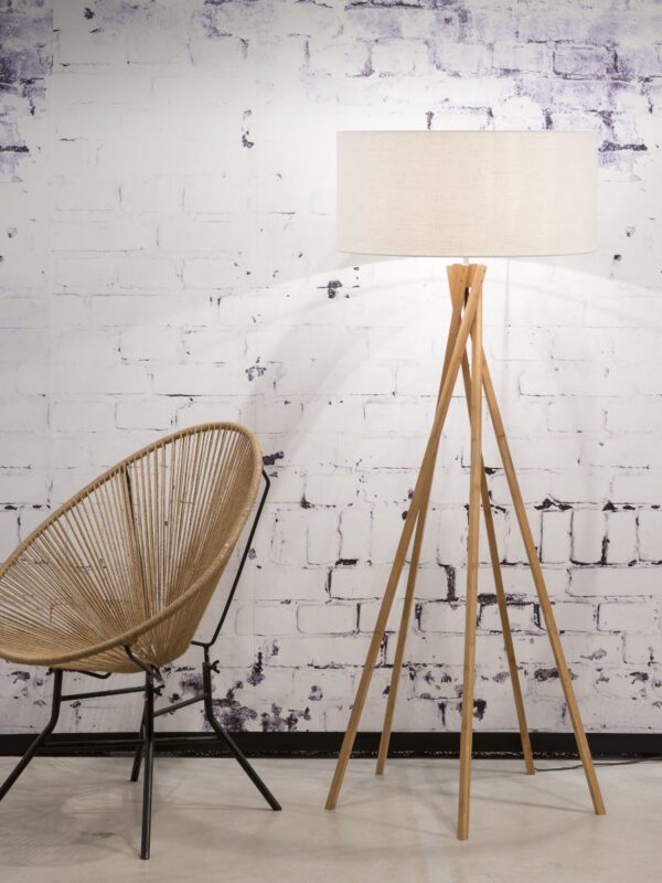Witte vloerlamp Boheems bamboe linnen GOOD&MOJO Kilimanjaro - Image 2
