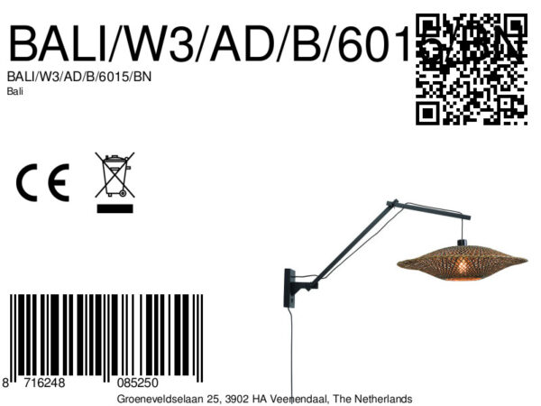 Bamboe wandlamp naturel/zwart knikarm GOOD&MOJO Bali - Image 11