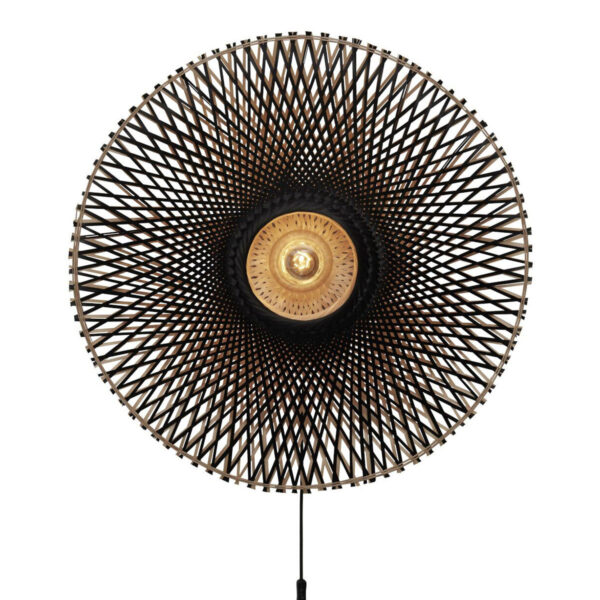 Naturel/zwarte bohemian bamboe wandlamp L GOOD&MOJO Kalimantan