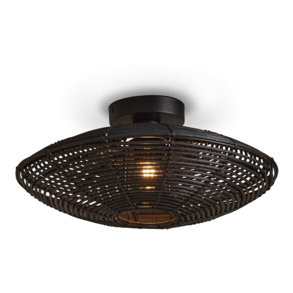 Metalen-rotan zwarte bohemian plafonnière GOOD&MOJO Tanami