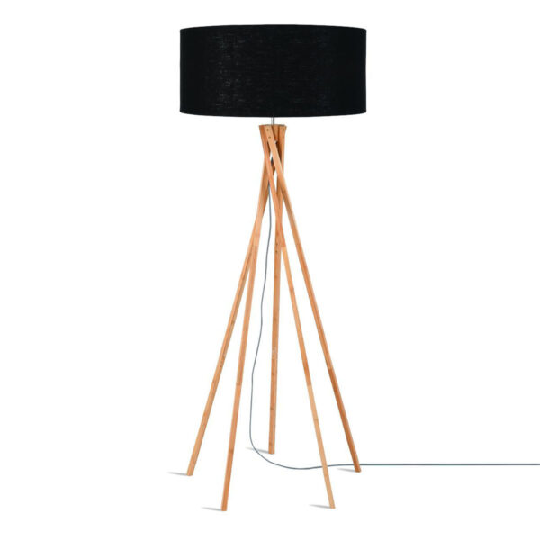 Linnen zwart bamboe bohemian vloerlamp GOOD&MOJO Kilimanjaro