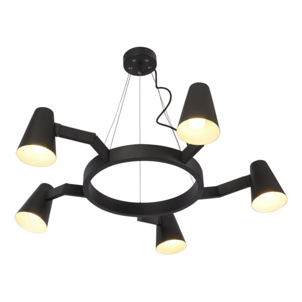 Ronde 5-lichts hanglamp zwart It's About RoMi Biarritz