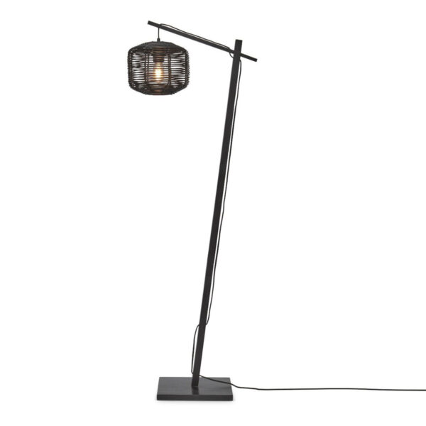 Zwarte rotan bamboe vloerlamp bohemien GOOD&MOJO Tanami