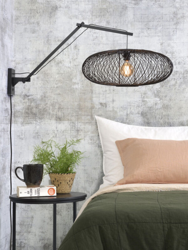 Ronde zwarte-bamboe wandlamp bohemian GOOD&MOJO Cango - Image 5