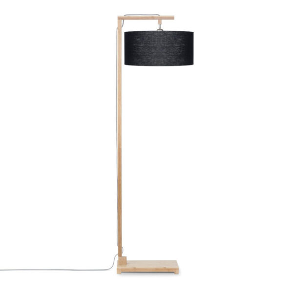 Ronde zwarte Scandinavische bamboe vloerlamp GOOD&MOJO Himalaya