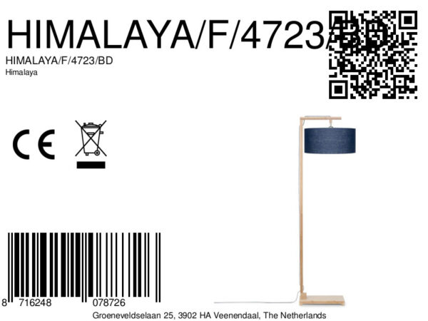 Linnen blauwe Scandinavische vloerlamp GOOD&MOJO Himalaya - Image 8