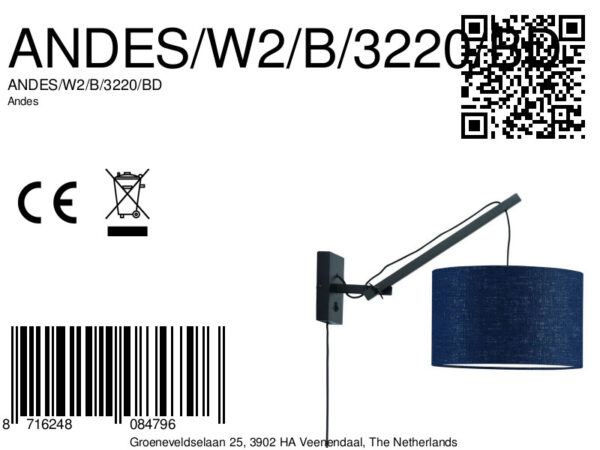 Blauwe wandlamp enkelgewricht GOOD&MOJO Andes - Image 6