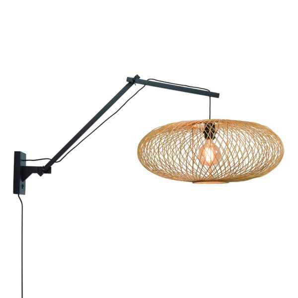 Naturel-zwarte wandlamp gevlochten GOOD&MOJO Cango