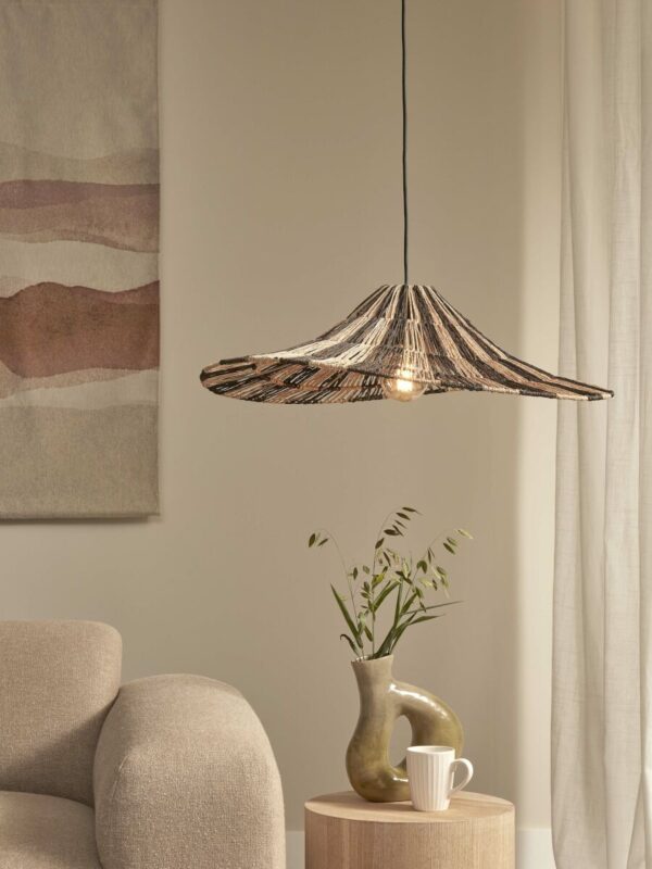 Hoedvormige hanglamp naturel/zwart riet GOOD&MOJO Cuzco - Image 2