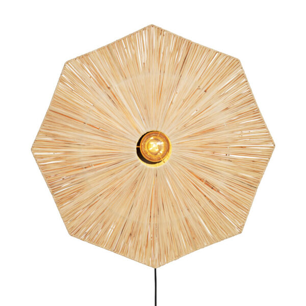Achthoekige raffia wandlamp naturel L GOOD&MOJO Panama