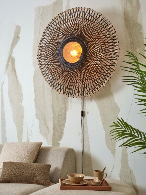 Naturel/zwarte bohemian bamboe wandlamp L GOOD&MOJO Kalimantan - Image 2