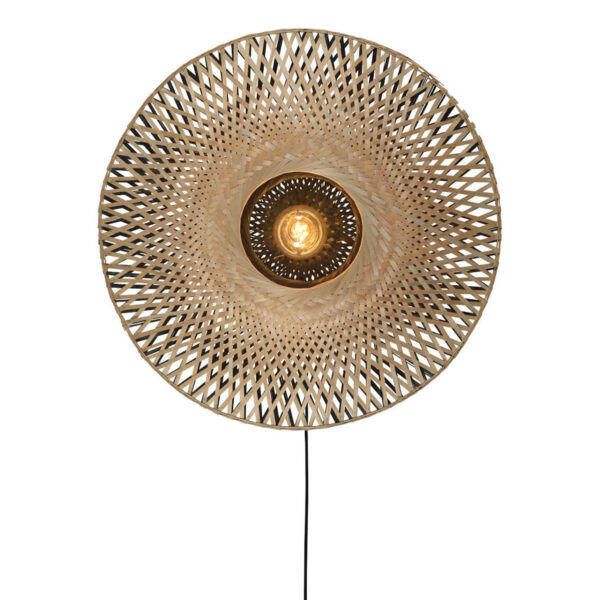 Zwart naturel bohemien wandlamp rond GOOD&MOJO Kalimantan