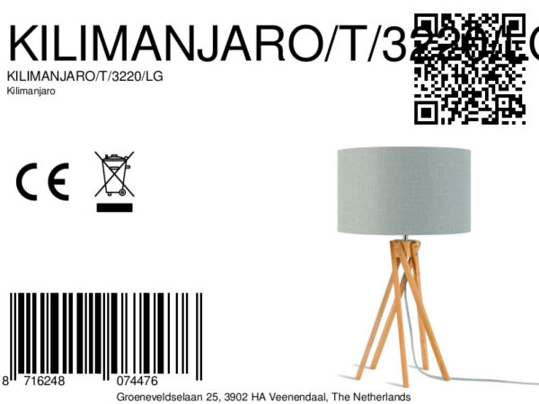Bohemien grijs linnen bamboe tafellamp GOOD&MOJO Kilimanjaro - Image 6