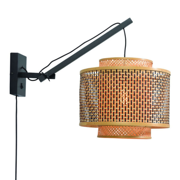 Dubbelkap wandlamp naturel/zwart bamboe GOOD&MOJO Bhutan