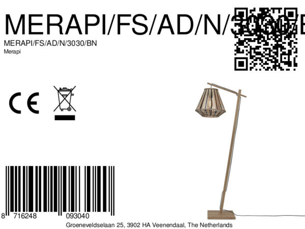 Lantaarn vloerlamp naturel/zwart bamboe GOOD&MOJO Merapi - Image 13