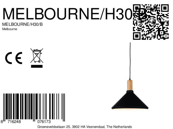 Naturel/zwarte hanglamp hout/metaal S It's About RoMi Melbourne - Image 6