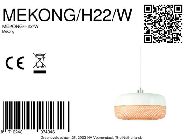 Witte hanglamp plat metaal/bamboe GOOD&MOJO Mekong - Image 8