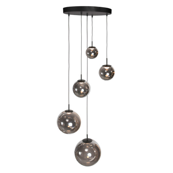 Zwarte design hanglamp 5-lichts LED rookglas Steinhauer Bollique - Image 11