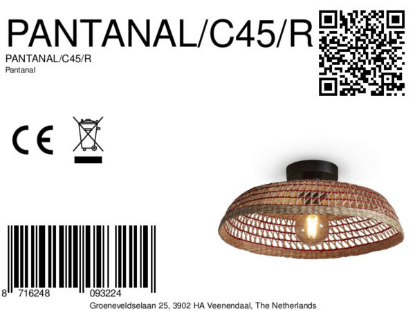 Zeegras plafondlamp koepel naturel/rood GOOD&MOJO Pantanal - Image 8