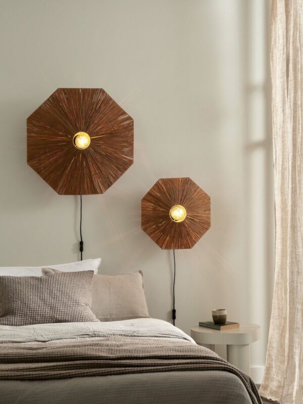 Achthoekige wandlamp bruin raffia L GOOD&MOJO Panama - Image 2