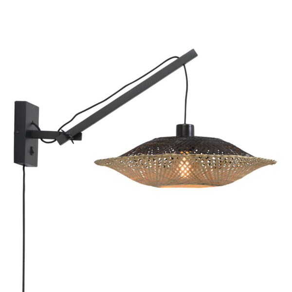 Wandlamp bohemian schotelvorm naturel zwart GOOD&MOJO Kalimantan