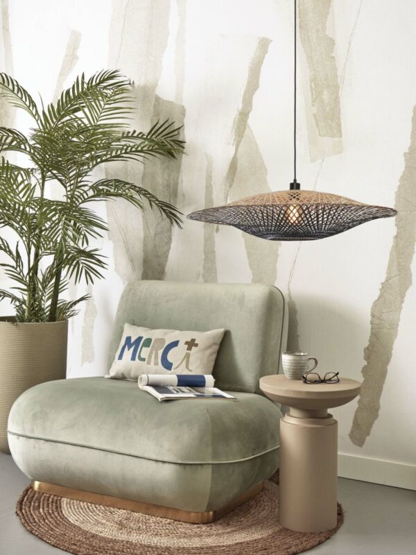 Naturel/zwarte schotelvorm bamboe hanglamp L GOOD&MOJO Kalimantan - Image 13