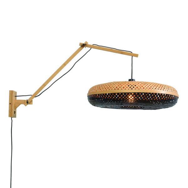 Bamboe naturel zwarte wandlamp boheems GOOD&MOJO Palawan