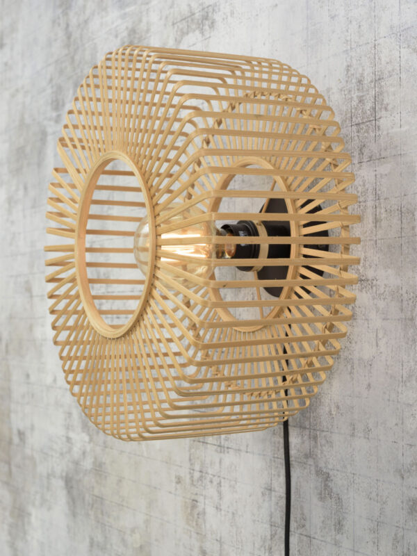 Ronde naturel-bamboe wandlamp Boheems GOOD&MOJO Bromo - Image 3