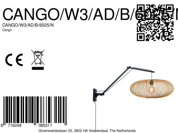 Naturel-zwarte wandlamp gevlochten GOOD&MOJO Cango - Image 11