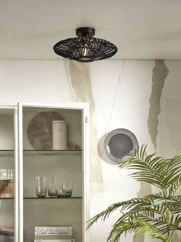 Zwart metaal plafonnière bohemian rotan GOOD&MOJO Zanzibar - Image 2