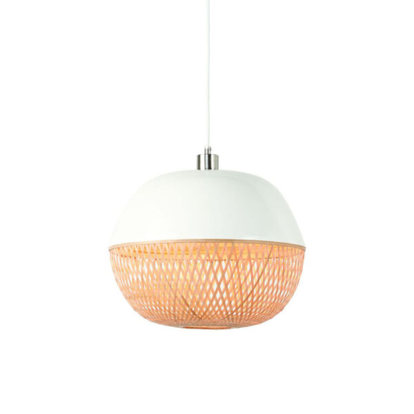 Metaal/bamboe hanglamp wit rond GOOD&MOJO Mekong