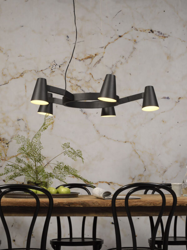 Ronde 5-lichts hanglamp zwart It's About RoMi Biarritz - Image 10