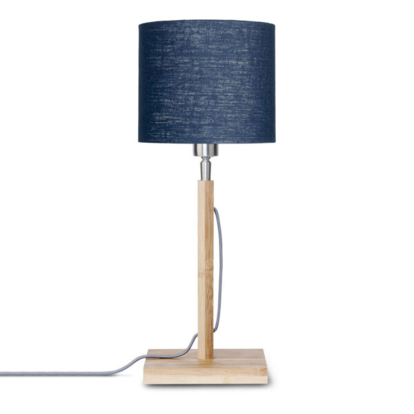 Ronde blauwe linnen Scandinavische tafellamp GOOD&MOJO Fuji